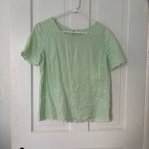 J. Crew Light Green Lace Blouse
